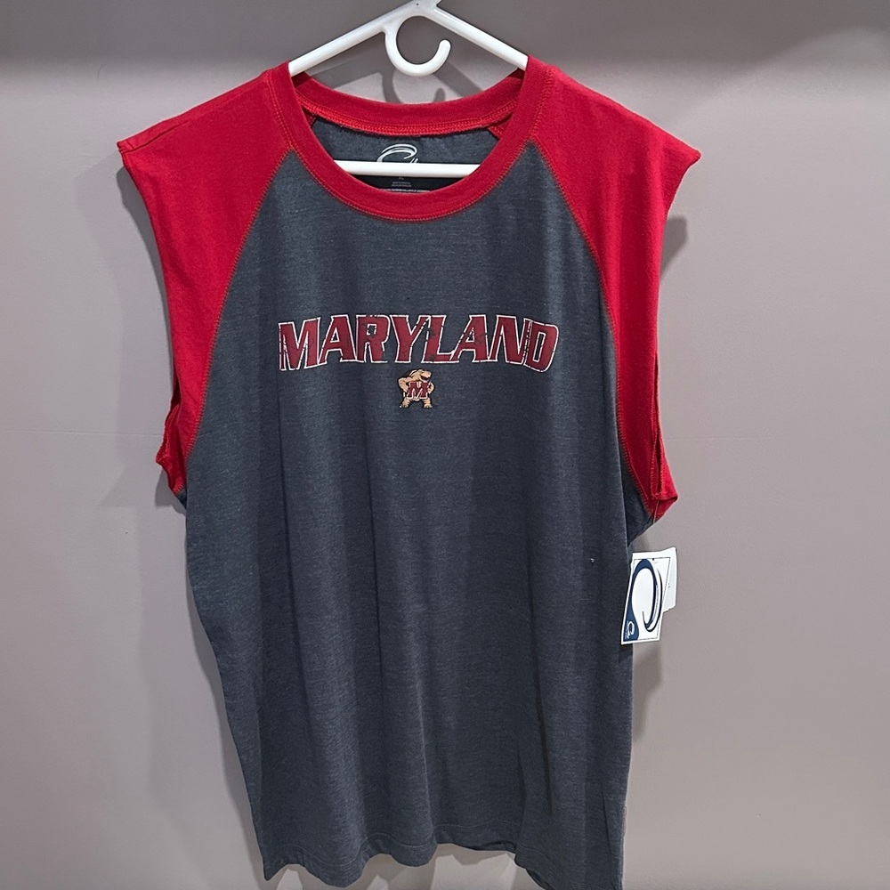 Men’s New Maryland Sleeveless Shirt in Red and Gray XL